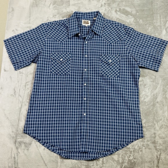 Ely Cattleman Other - Vintage‎ Ely Cattleman Pearl Snap Shirt Mens X-Large Blue Plaid Western Casual